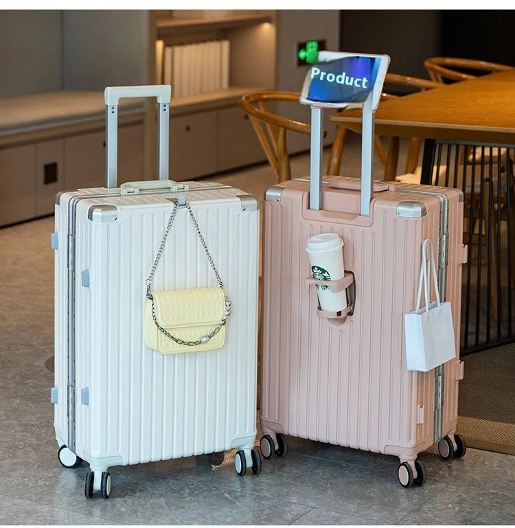 JMT-746890 Custom Logo Hard Shell Carry-On Luggage Set - 20 and 24 Inch with Smooth Rolling Wheels and Zipper Closure