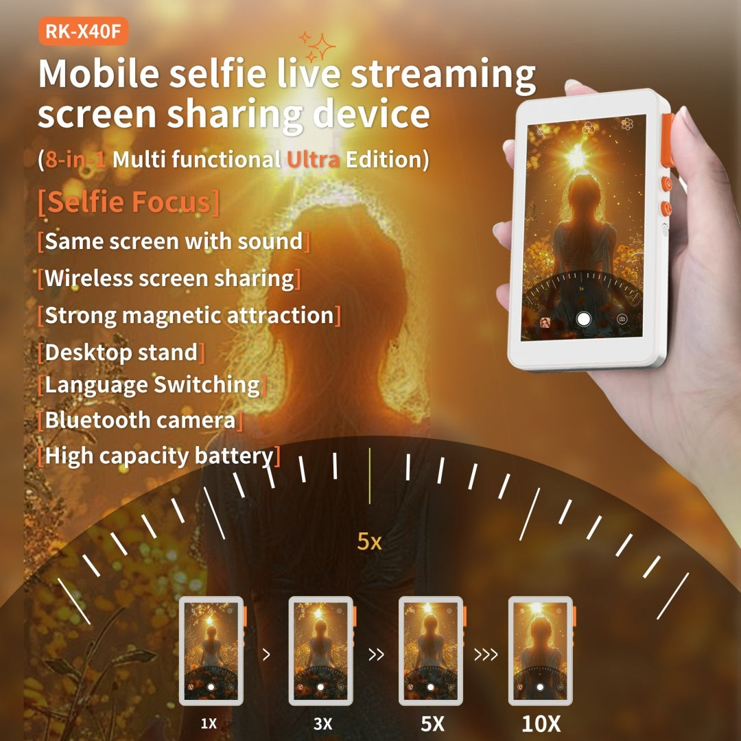 JMT-747018 Eight-in-One Mobile Selfie Screen Sharing Device with Adjustable Display and Bluetooth Camera