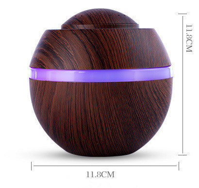 JMT-747146 Wood Grain USB Mini Humidifier with Colorful Gradient Lighting and 500ML Capacity