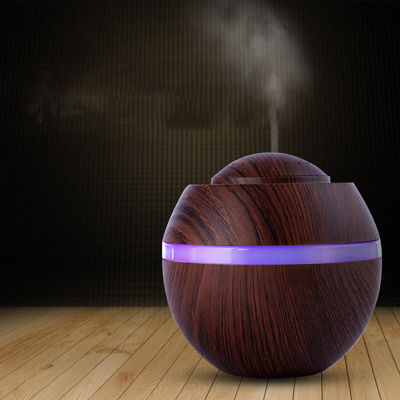 JMT-747146 Wood Grain USB Mini Humidifier with Colorful Gradient Lighting and 500ML Capacity