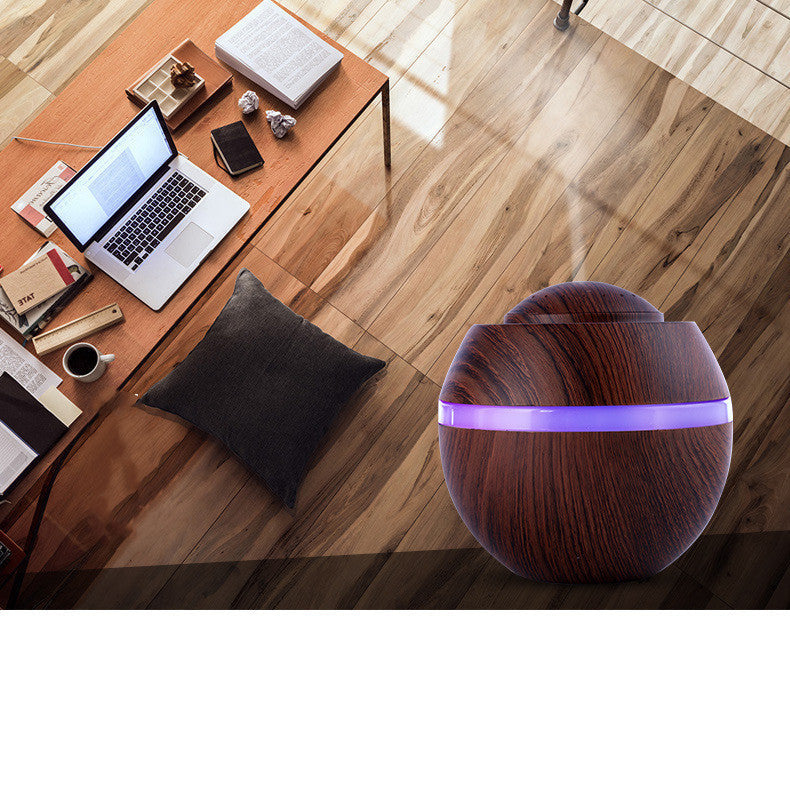 JMT-747146 Wood Grain USB Mini Humidifier with Colorful Gradient Lighting and 500ML Capacity