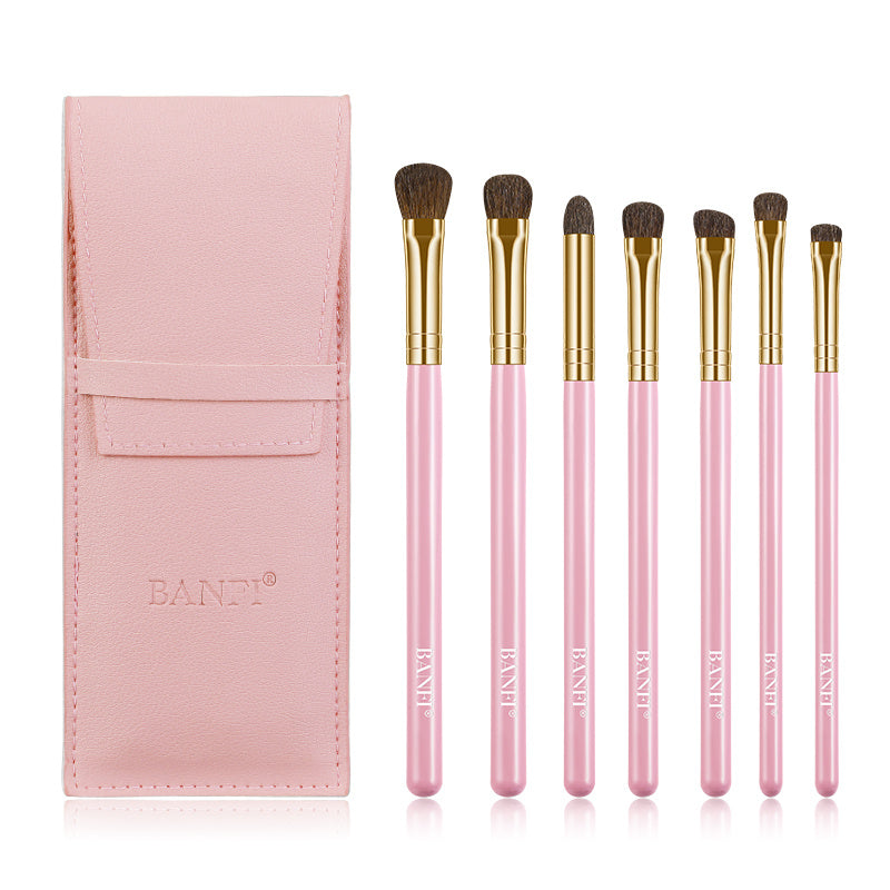 JMT-747274 7-Piece Soft Horse Hair Eyeshadow Brush Set with Wooden Handles