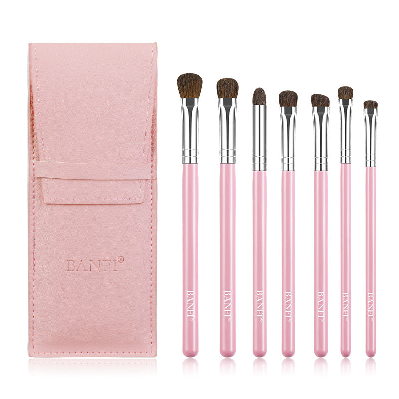 JMT-747274 7-Piece Soft Horse Hair Eyeshadow Brush Set with Wooden Handles