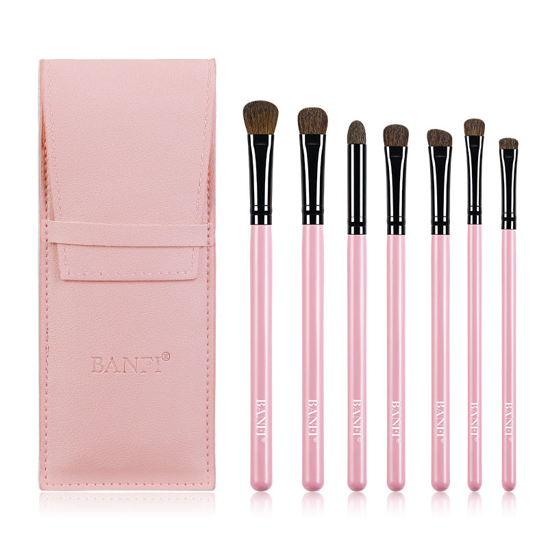 JMT-747274 7-Piece Soft Horse Hair Eyeshadow Brush Set with Wooden Handles