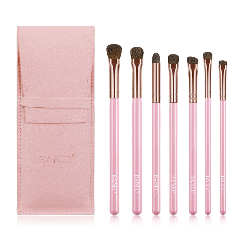 JMT-747274 7-Piece Soft Horse Hair Eyeshadow Brush Set with Wooden Handles