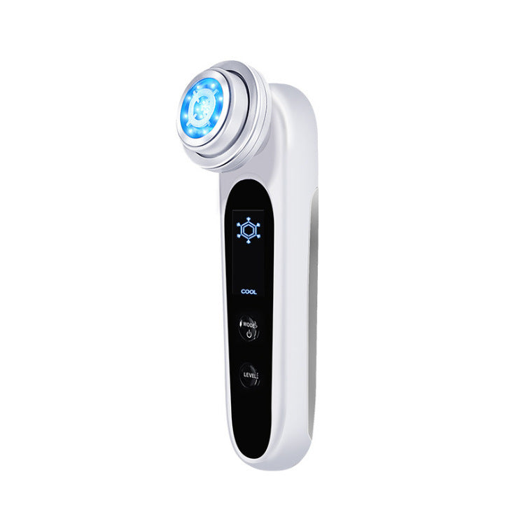 JMT-747402 EMS Microcurrent Beauty Device with RF, Vibration, and LED Light Therapy in Pink and White