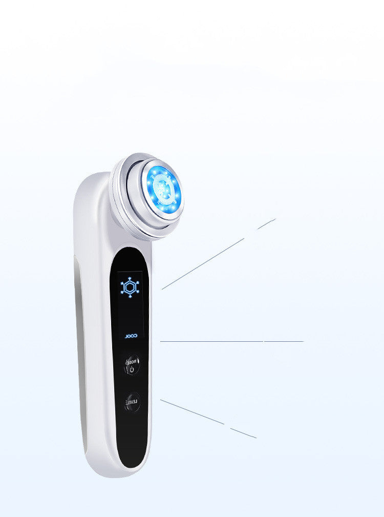 JMT-747402 EMS Microcurrent Beauty Device with RF, Vibration, and LED Light Therapy in Pink and White