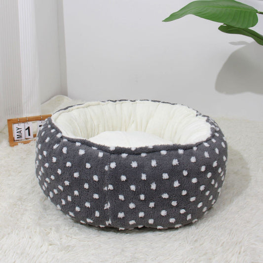 JMT-747466 Cozy Round Cat Nest Bed - Soft Plush Pet Bed for Small to Medium Dogs and Cats