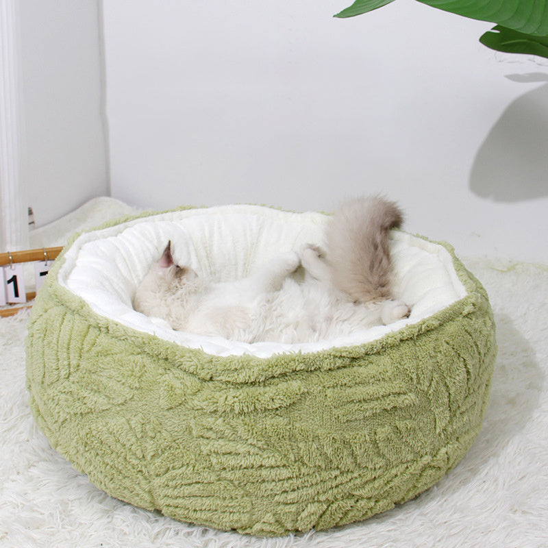JMT-747466 Cozy Round Cat Nest Bed - Soft Plush Pet Bed for Small to Medium Dogs and Cats
