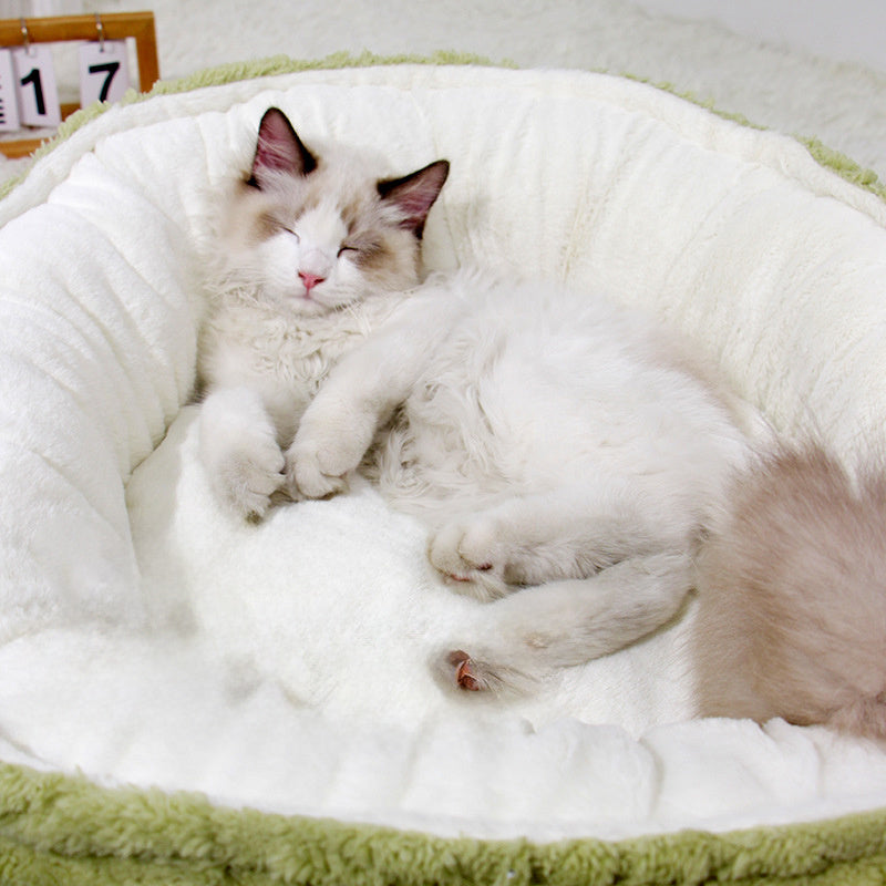 JMT-747466 Cozy Round Cat Nest Bed - Soft Plush Pet Bed for Small to Medium Dogs and Cats