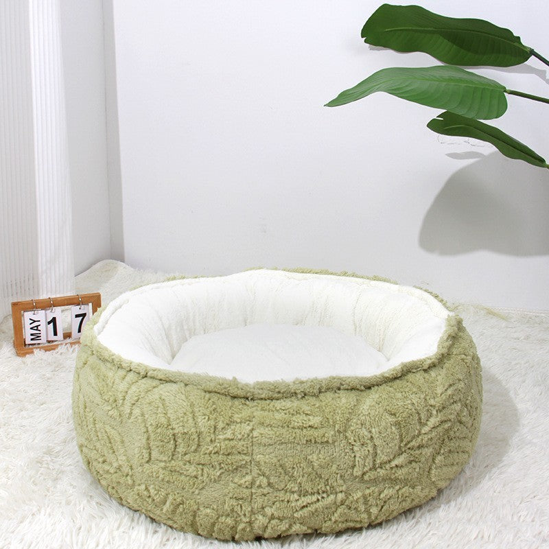 JMT-747466 Cozy Round Cat Nest Bed - Soft Plush Pet Bed for Small to Medium Dogs and Cats