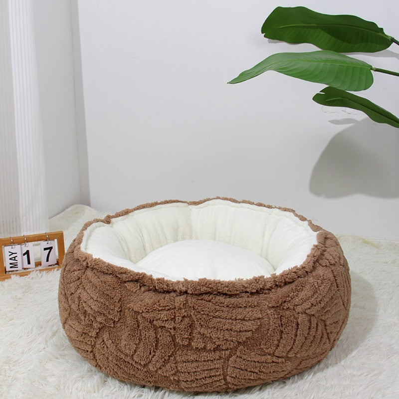 JMT-747466 Cozy Round Cat Nest Bed - Soft Plush Pet Bed for Small to Medium Dogs and Cats