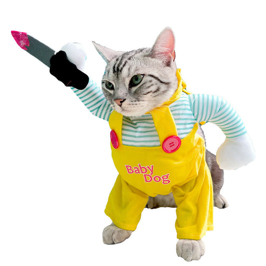 JMT-747786 Creative Yellow Cat Costume - Assassin Style Clothing for Pets, made of Polyester, Available in Sizes S, M, L, XL