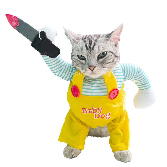 JMT-747786 Creative Yellow Cat Costume - Assassin Style Clothing for Pets, made of Polyester, Available in Sizes S, M, L, XL