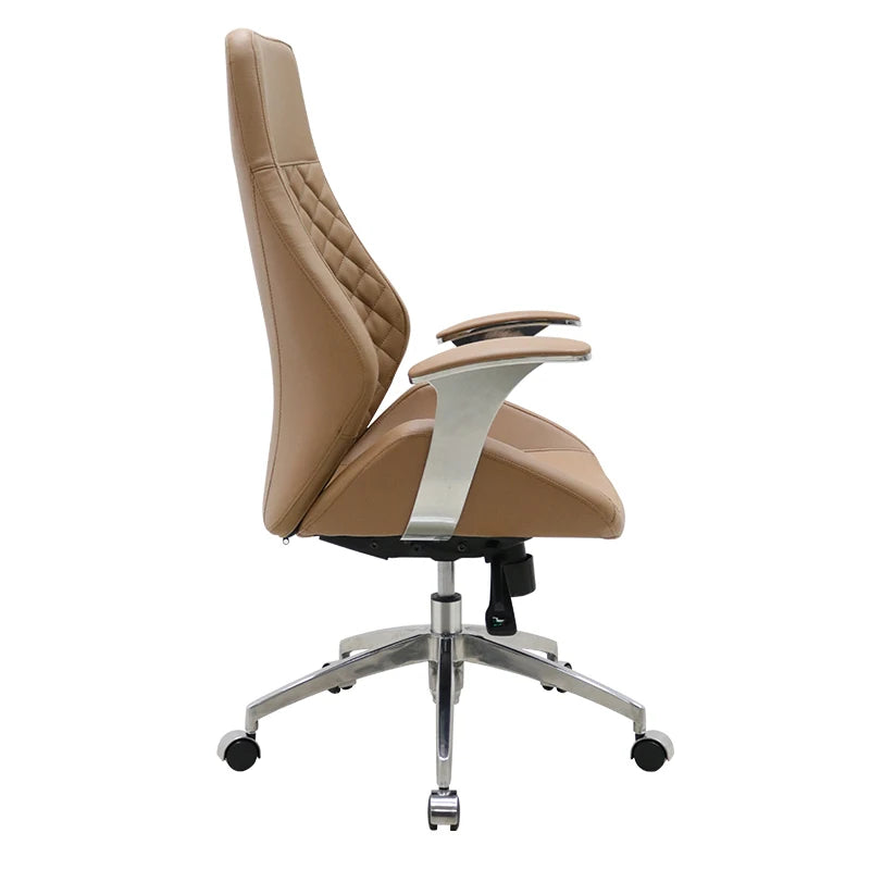 JMT-747914 Luxury Leather Swivel Lounge Chair with Aluminium Base for Living Room and Office Use