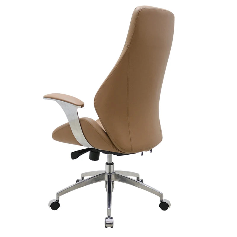 JMT-747914 Luxury Leather Swivel Lounge Chair with Aluminium Base for Living Room and Office Use