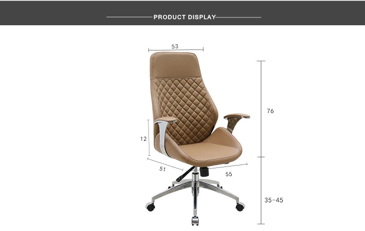 JMT-747914 Luxury Leather Swivel Lounge Chair with Aluminium Base for Living Room and Office Use