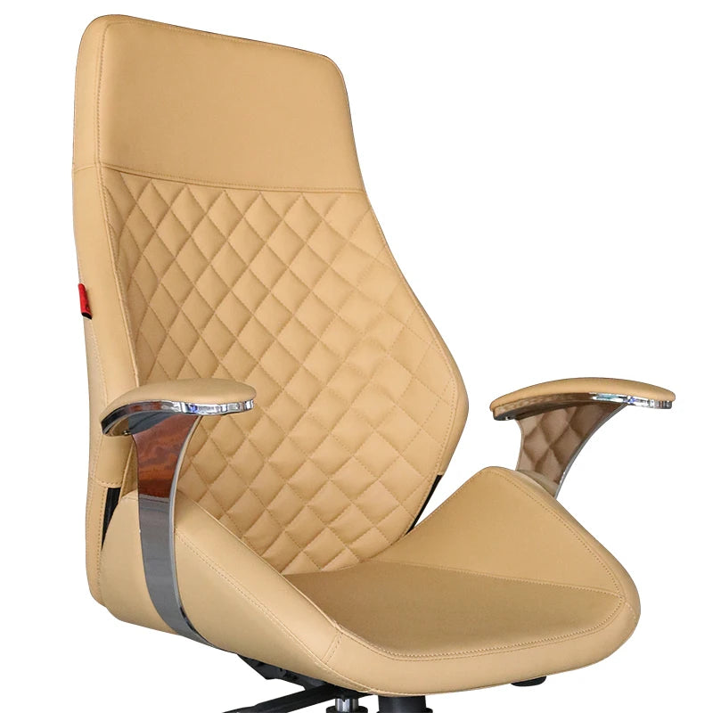 JMT-747914 Luxury Leather Swivel Lounge Chair with Aluminium Base for Living Room and Office Use