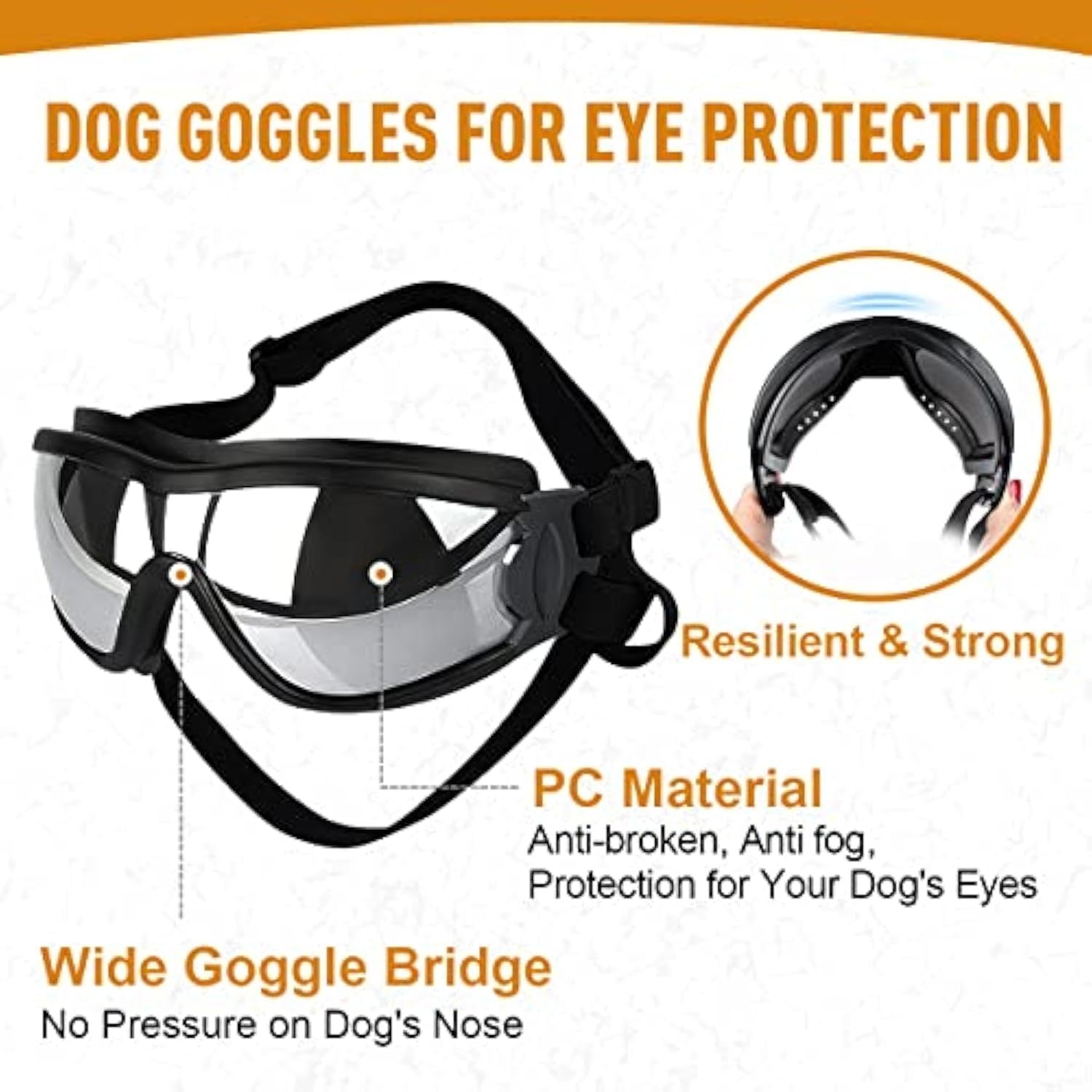 JMT-747978 Stylish Windproof Pet Goggles for Medium to Large Dogs – Sun Protection, Anti-Fog, and Adjustable Strap for Outdoor Activities