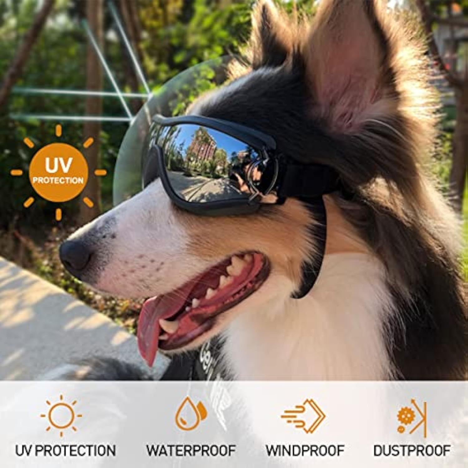 JMT-747978 Stylish Windproof Pet Goggles for Medium to Large Dogs – Sun Protection, Anti-Fog, and Adjustable Strap for Outdoor Activities