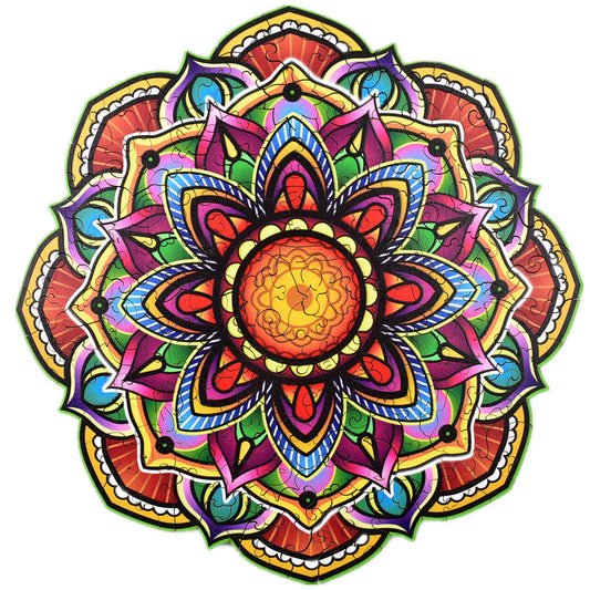 JMT-748170 Mandala Irregular Wooden Puzzle for Teens - A3, A4, A5 Sizes, Wooden Material, Engaging Design
