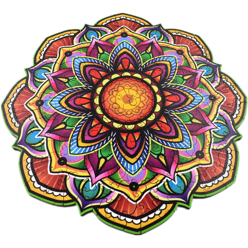 JMT-748170 Mandala Irregular Wooden Puzzle for Teens - A3, A4, A5 Sizes, Wooden Material, Engaging Design