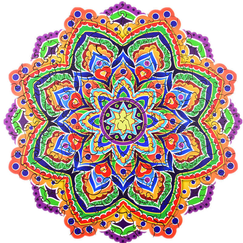 JMT-748170 Mandala Irregular Wooden Puzzle for Teens - A3, A4, A5 Sizes, Wooden Material, Engaging Design