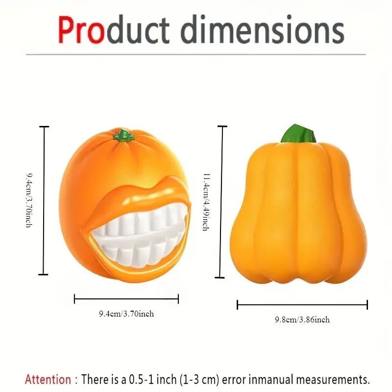 JMT-748298 Interactive Dog Toothbrush Toy with Sound and Grinding Features - Available in Pumpkin and Orange