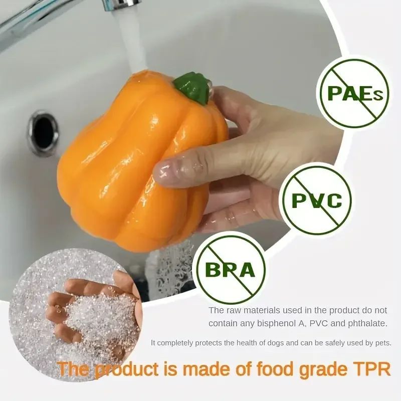 JMT-748298 Interactive Dog Toothbrush Toy with Sound and Grinding Features - Available in Pumpkin and Orange