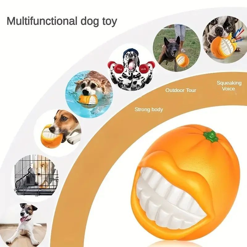 JMT-748298 Interactive Dog Toothbrush Toy with Sound and Grinding Features - Available in Pumpkin and Orange