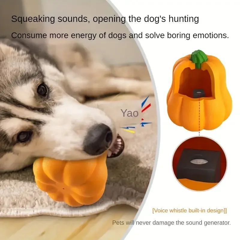 JMT-748298 Interactive Dog Toothbrush Toy with Sound and Grinding Features - Available in Pumpkin and Orange