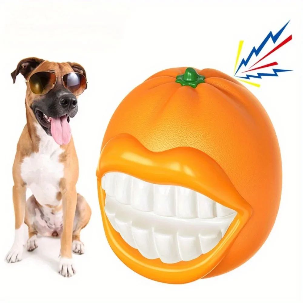JMT-748298 Interactive Dog Toothbrush Toy with Sound and Grinding Features - Available in Pumpkin and Orange