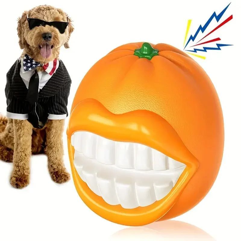 JMT-748298 Interactive Dog Toothbrush Toy with Sound and Grinding Features - Available in Pumpkin and Orange