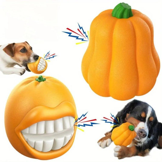 JMT-748298 Interactive Dog Toothbrush Toy with Sound and Grinding Features - Available in Pumpkin and Orange