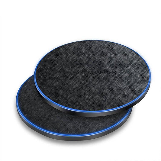 JMT-748490 15W Fast Wireless Charger, Aluminum Alloy and Leather Texture, Qi Standard, Type-C Input, Efficient Charging