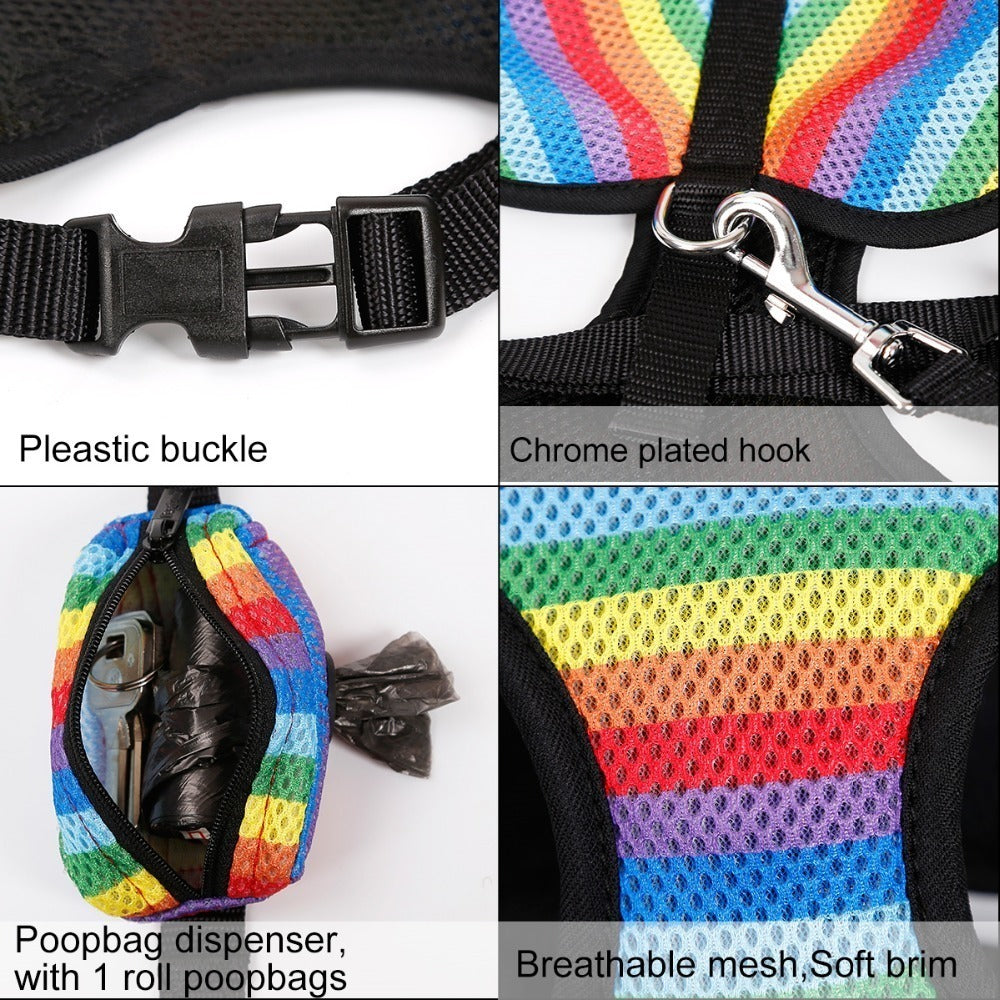 JMT-748490 Rainbow Striped Chest Strap in S, M, L Sizes - Comfortable Sandwich Mesh Design