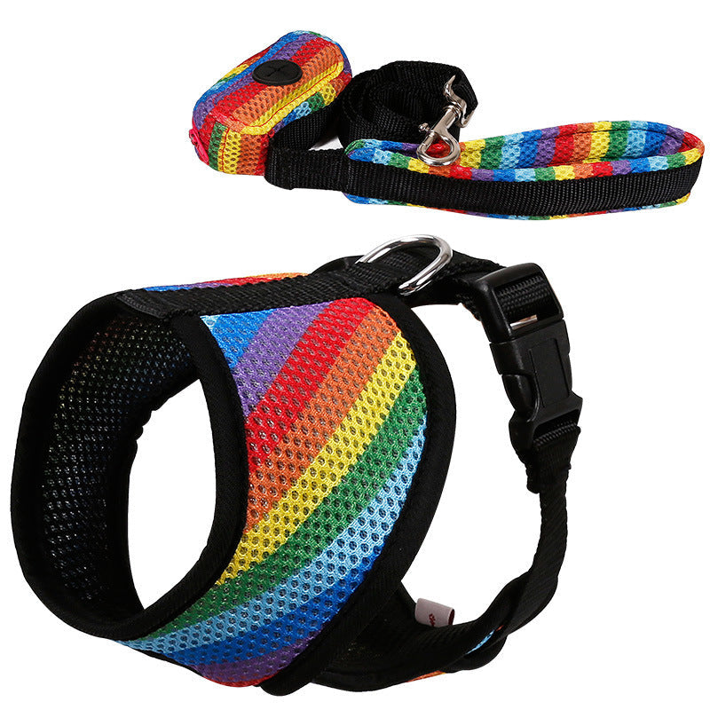 JMT-748490 Rainbow Striped Chest Strap in S, M, L Sizes - Comfortable Sandwich Mesh Design