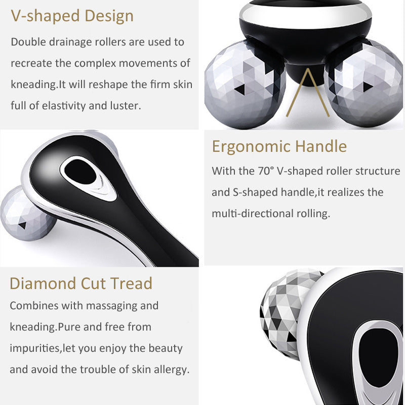 JMT-748554 3D Roller Massager for Facial and Body Contouring, Silver and Gold Options
