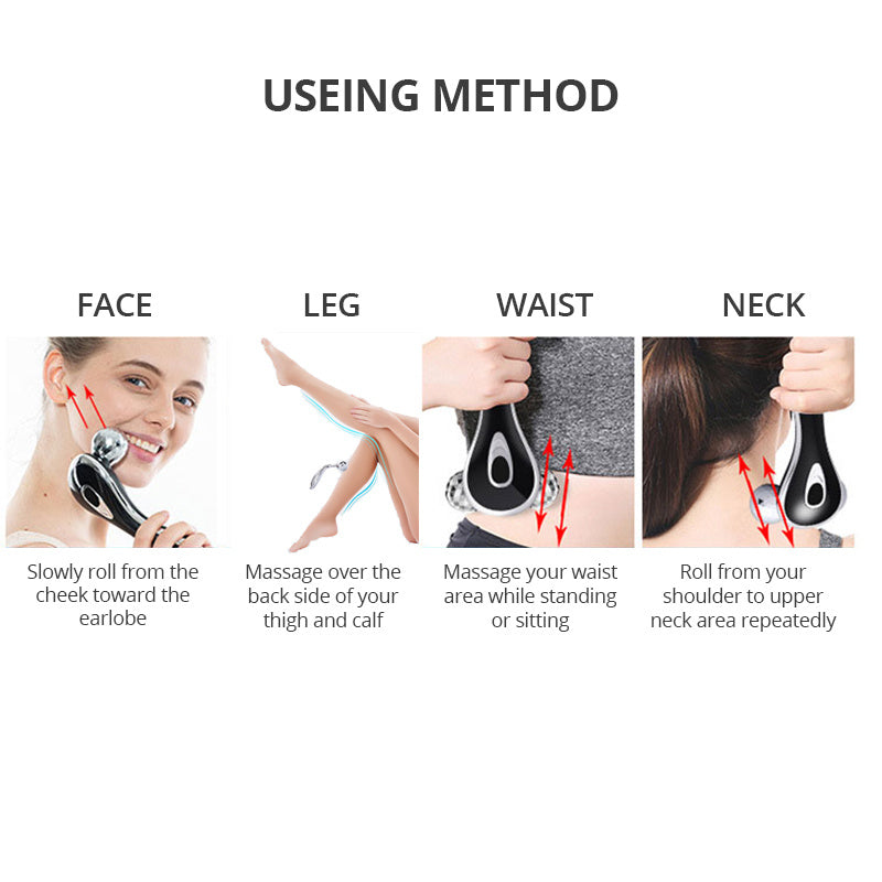 JMT-748554 3D Roller Massager for Facial and Body Contouring, Silver and Gold Options