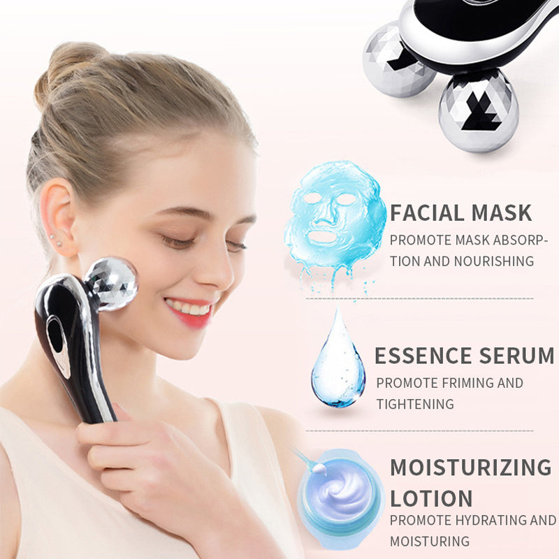 JMT-748554 3D Roller Massager for Facial and Body Contouring, Silver and Gold Options