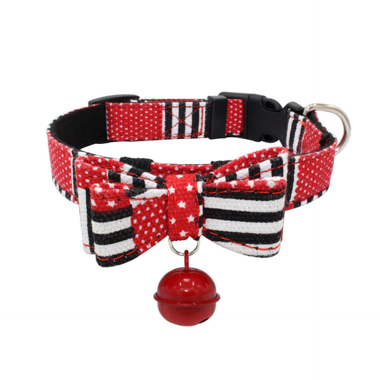 JMT-748810 Soft Microfiber Backing Pet Bow Collar - Adjustable Sizes XS to L