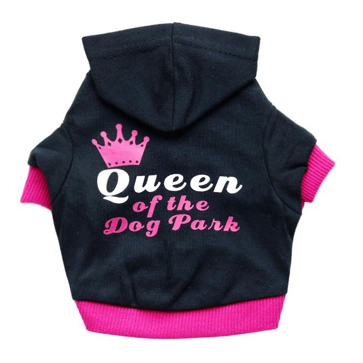 JMT-749066 Cotton Wool Hooded T-Shirt for Small Dogs - Black with Rose Red Edge
