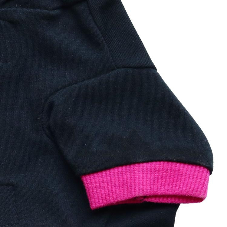 JMT-749066 Cotton Wool Hooded T-Shirt for Small Dogs - Black with Rose Red Edge