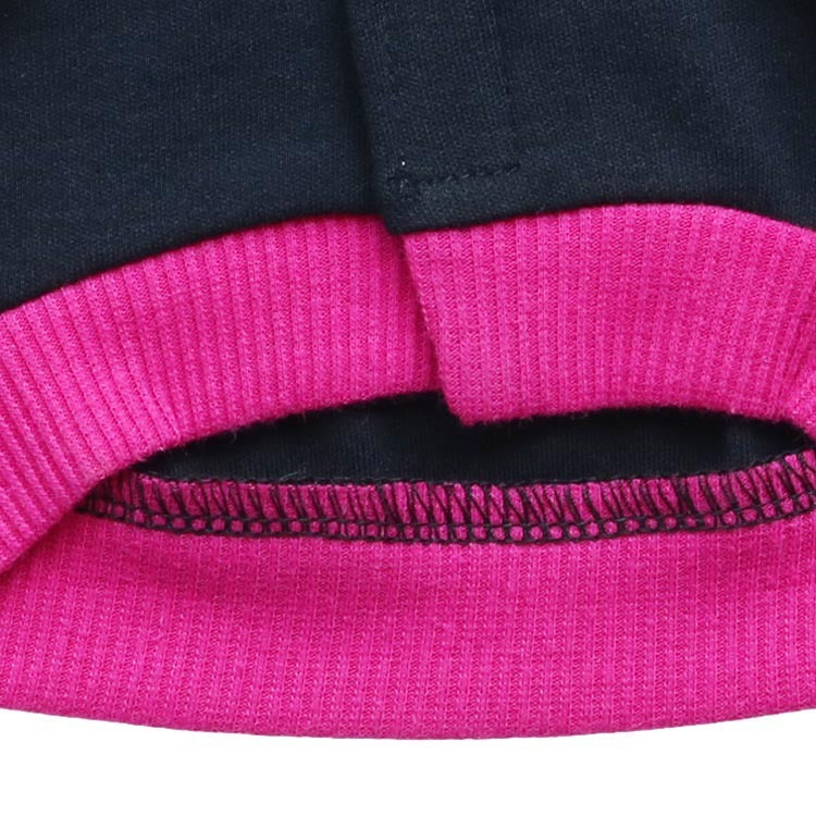 JMT-749066 Cotton Wool Hooded T-Shirt for Small Dogs - Black with Rose Red Edge