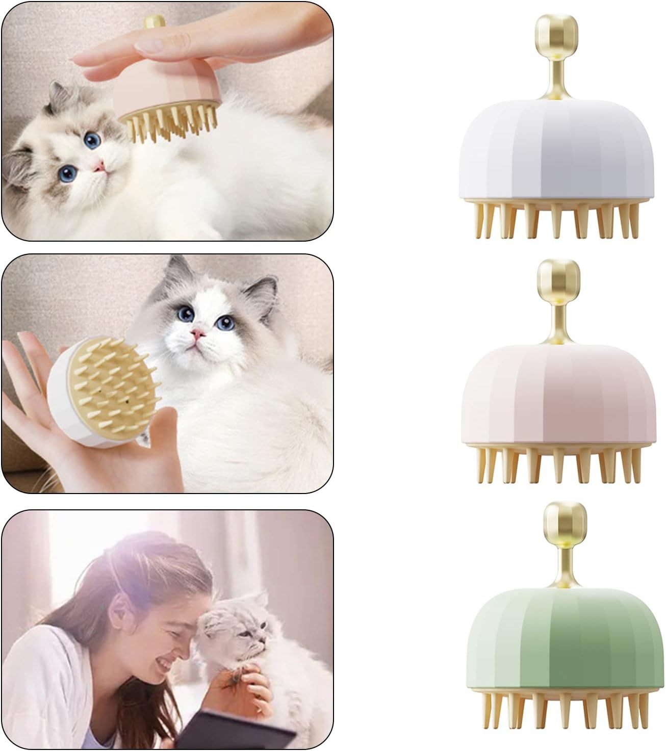 JMT-749130 Pet Shampoo Brush for Dogs and Cats - 3-in-1 Bathing, Massaging, and Grooming Tool with Hair Removal Features