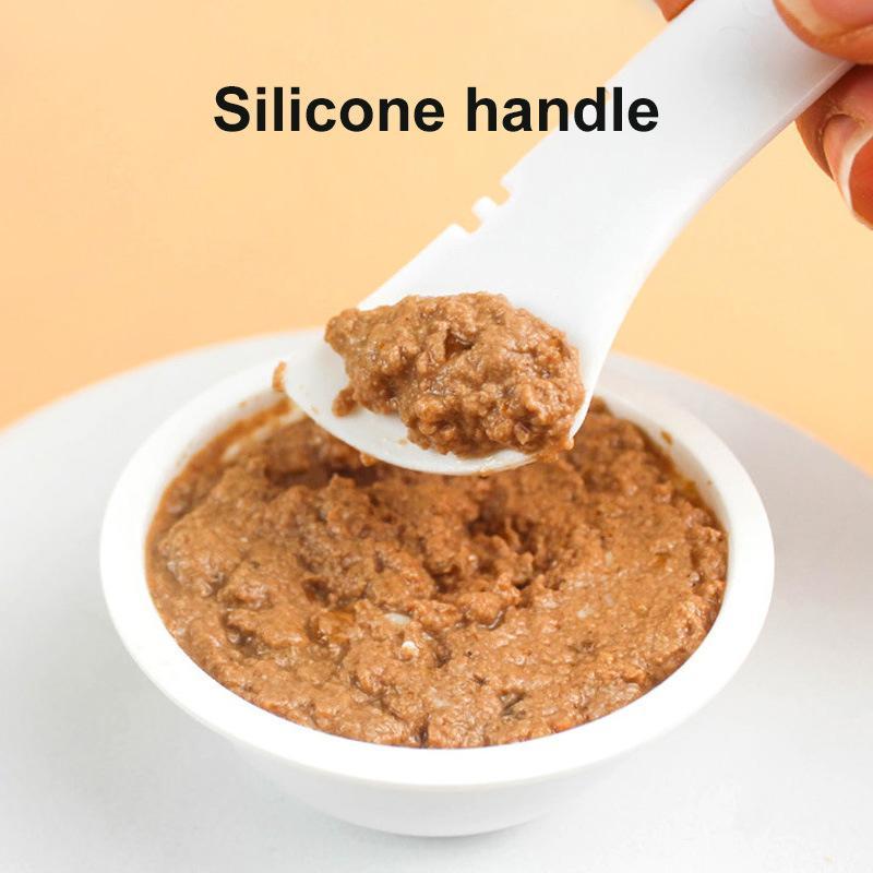 JMT-749322 Pet Food Spoon and Can Opener Set for Cats and Dogs - Multi-Functional Silicone Accessory with Reusable Lids and Easy Scoop Design