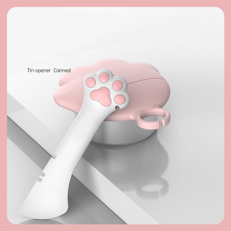 JMT-749322 Pet Food Spoon and Can Opener Set for Cats and Dogs - Multi-Functional Silicone Accessory with Reusable Lids and Easy Scoop Design
