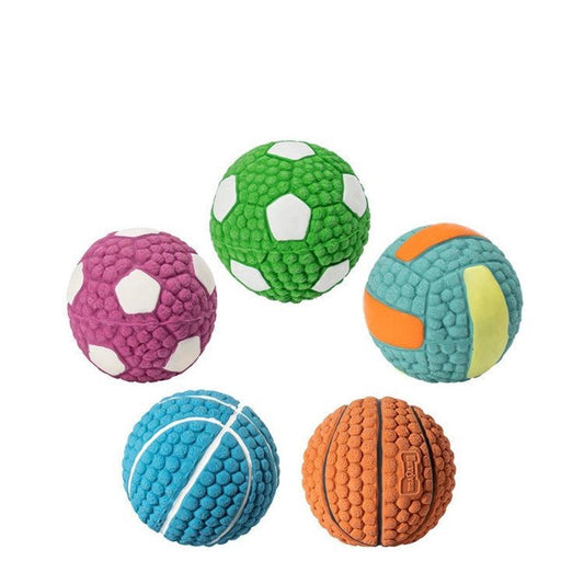JMT-749450 Rugby, Tennis & Football Sounding Ball Pet Toys in Various Sizes and Colors