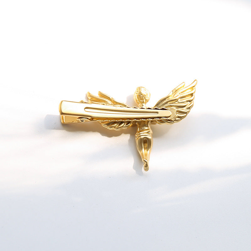 JMT-749834 Metal Angel Hairpin for Women – Gold and Silver Duckbill Clip for Bangs