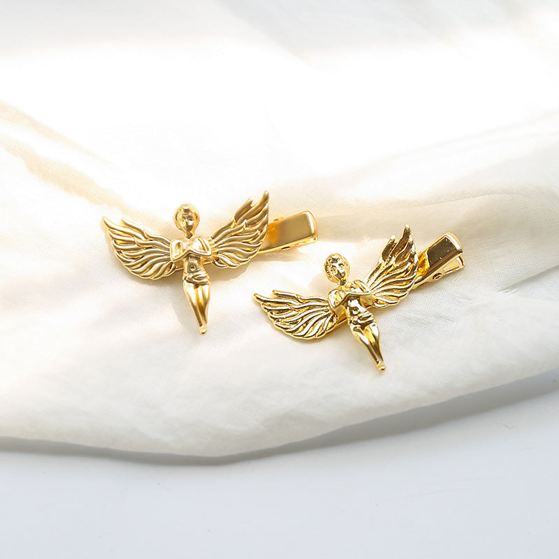 JMT-749834 Metal Angel Hairpin for Women – Gold and Silver Duckbill Clip for Bangs